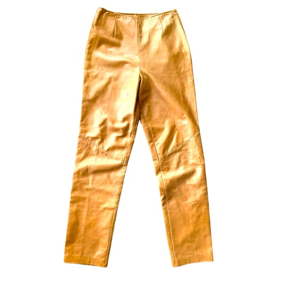 DANIER Caramel Brown Lamb Leather Pants - Picture 1 of 14
